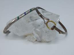 Taxco Sterling Silver & Brass Malachite Charoite Hinged & Hook On Bracelets 35g alternative image