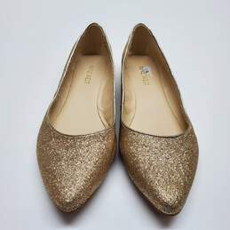 Nine West Women's Gold Glitter Pointed Ballet Flats Size 7.5