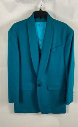 William B Womens Blue Shawl Lapel Single Breasted One Button Blazer Size 38