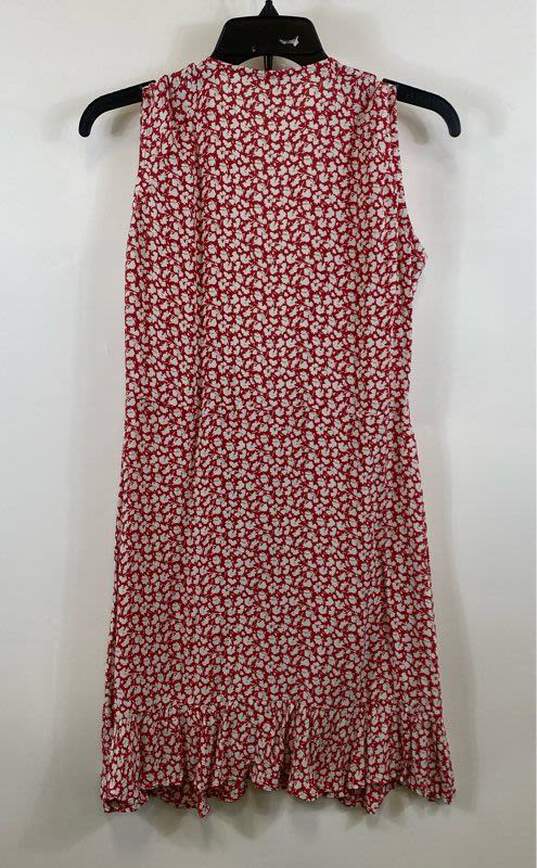 All Saints Womens Red Floral Krystal Scatter Sleeveless Short Wrap Dress Size S image number 2