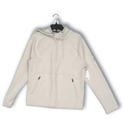 NWT FLX Mens Pullover Hoodie Zipper Pockets Long Sleeve Cream Size Small