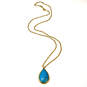 Designer Joan Rivers Gold-Tone Pear Shape Turquoise Pendant Necklace image number 1
