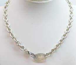 Tiffany & Co 925 Please Return To Oval Tag Pendant Cable Chain Necklace
