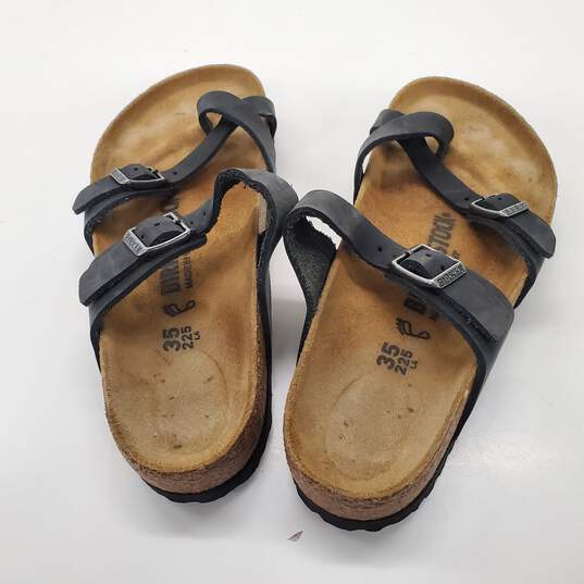 Birkenstock Women's Mayari Black Leather Toe Loop Slide Sandals Size 4 image number 3