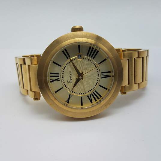 41 mm WR 5 ATM Men's FREELOOK Gold Tone Dial Date Stainless Steel Watch image number 2