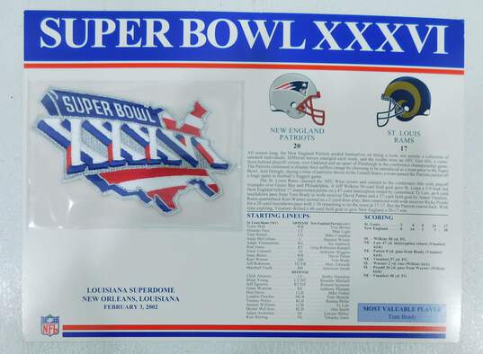 2002 Super Bowl XXXVI Uniform Worn Patch Patriots vs. Rams image number 1