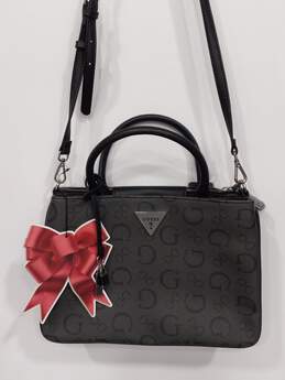 Guess Women's Azure Black/Dark Gray Monogram Satchel Crossbody Bag with Tags alternative image