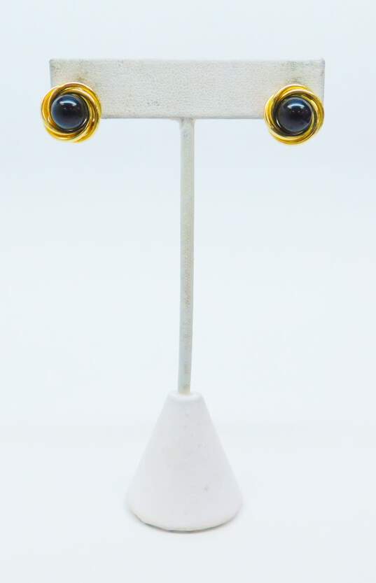 Elegant 14k Yellow Gold Framed Onyx Stud Earrings 4.0g image number 1