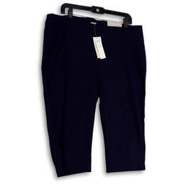 NWT Womens Blue Flat Front Pockets Slim Leg Cropped Pants Size S (U.S. 16)