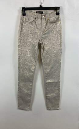 NWT Juicy Couture Womens Beige Animal Print Mid Rise Skinny Leg Jeans Size 24