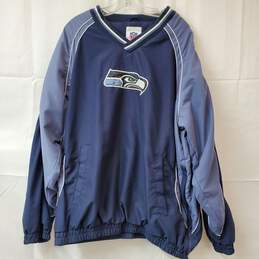 NFL Seattle Men's Blue Pullover Jacket with Pockets Side Zipper Size XXL