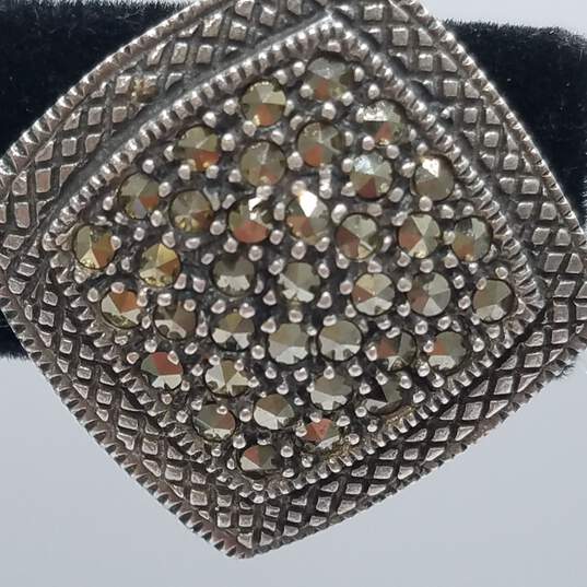 Sterling Silver Marcasite 20.2mm Clip-On Earrings 13.5g image number 2