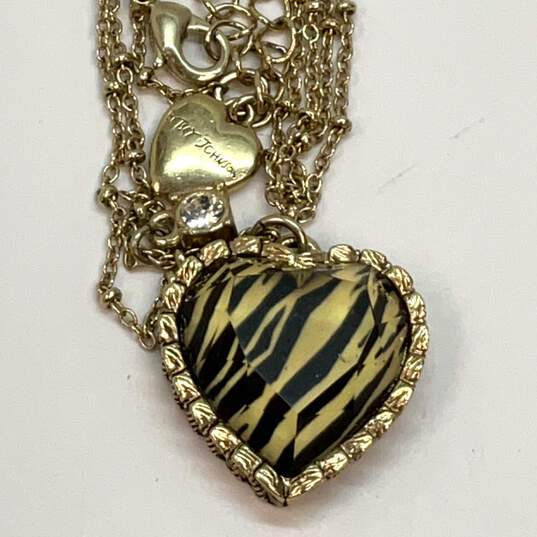 Designer Betsey Johnson Gold-Tone Link Chain Heart Shape Pendant Necklace image number 2