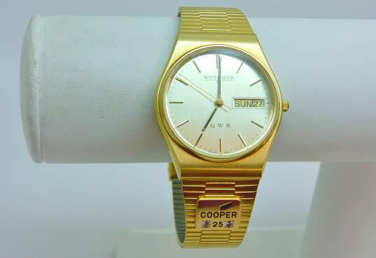 Buy the Wittnauer QWR Gold Tone Men's Dress Analog Watch With White ...