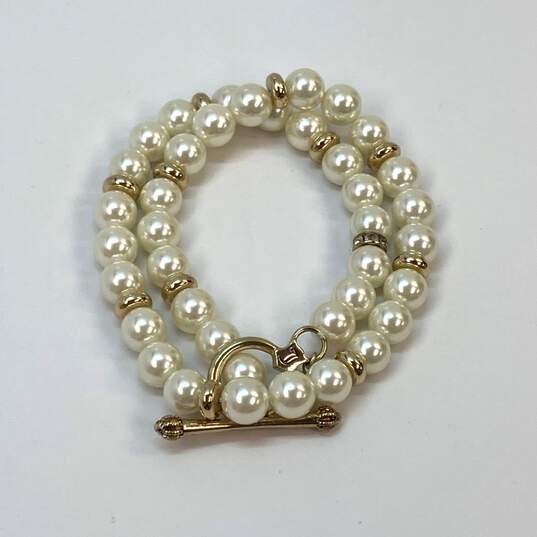 Designer Juicy Couture Gold-Tone Toggle Beaded Wrap Bracelet image number 2