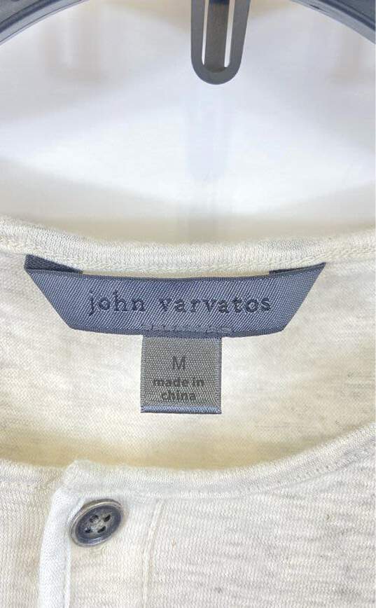 John Varvatos Men Ivory Henley Short Sleeve Shirt M image number 3