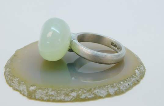 Emporio Armani 925 Modernist Light Green Chalcedony Brushed Unique Band Ring 11.3g image number 3