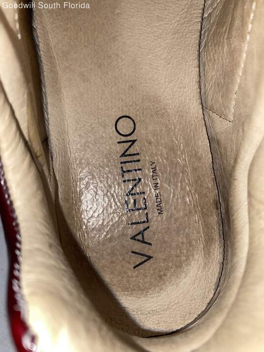 Authentic Valentino Womens Beige & Burgundy Sneakers Size 6.5 image number 8