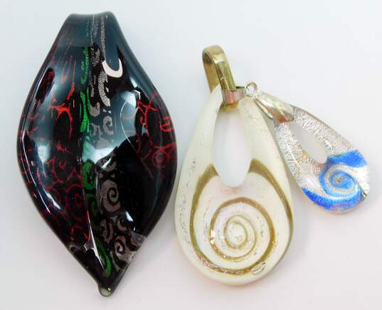 Artisan Murano Glass Multi Color Dichroic Art Glass Pendants image number 1