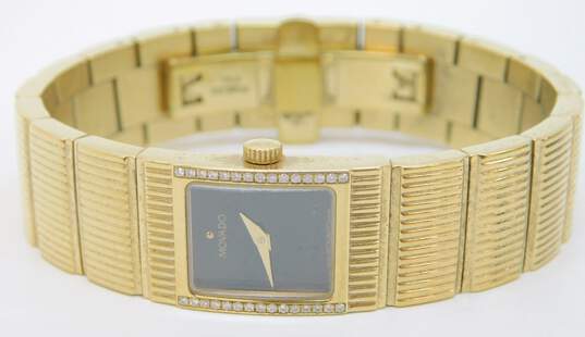 Movado Swiss Diamond Accent Bezel Sapphire Crystal Gold Tone Women's Dress Watch 77.5g image number 1