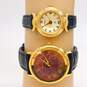 Vintage Fossil Pyramid Crystal Leather Band Gold Tone Accent Watches 52.3g image number 2