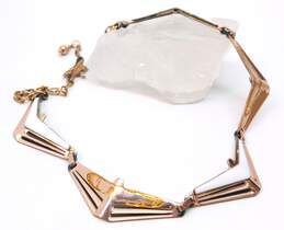 Renoir & Matisse Copper MCM White Enamel Panels Necklace & Curved Clip Earrings alternative image