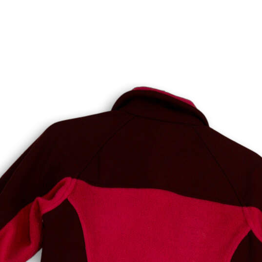 Womens Burgundy Pink Mock Neck Long Sleeve Full-Zip Fleece Jacket Size S image number 4