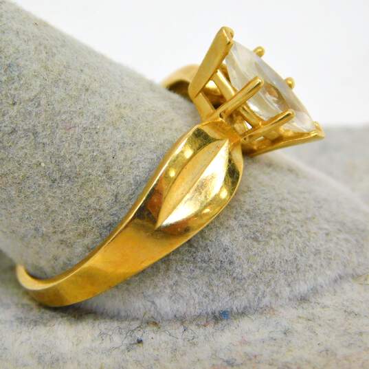 Vintage 14K Yellow Gold Marquise Cut CZ Solitaire Ring 3.5g image number 3