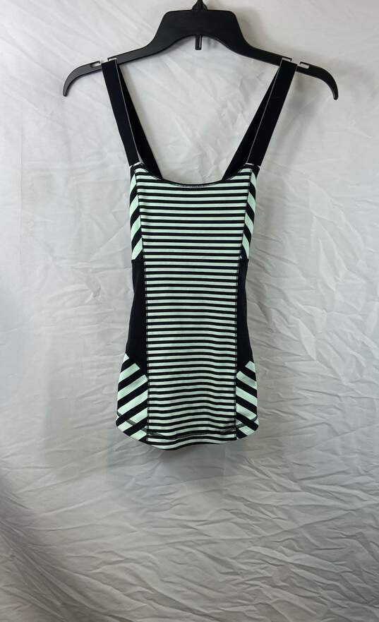 NWT Lululemon Athletica Womens Green Black Striped Sleeveless Tank Top Size 4 image number 1