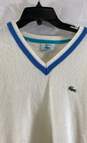 Izod Lacoste Mens Ivory Blue Long Sleeve V-Neck Pullover Sweater Size Small image number 4