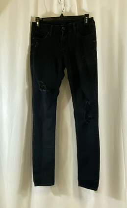 RTA Road To Awe Unisex Adults Black Distressed Denim Straight Leg Jeans Size 25