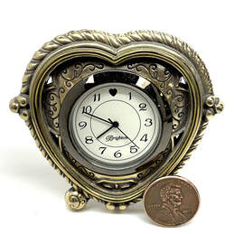 Designer Brighton Gold-Tone Heart Shape Freestanding Round Dial Desk Clock