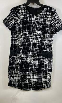 NWT Banana Republic Womens Black White Tartan Plaid Pockets Shift Dress Size 2P