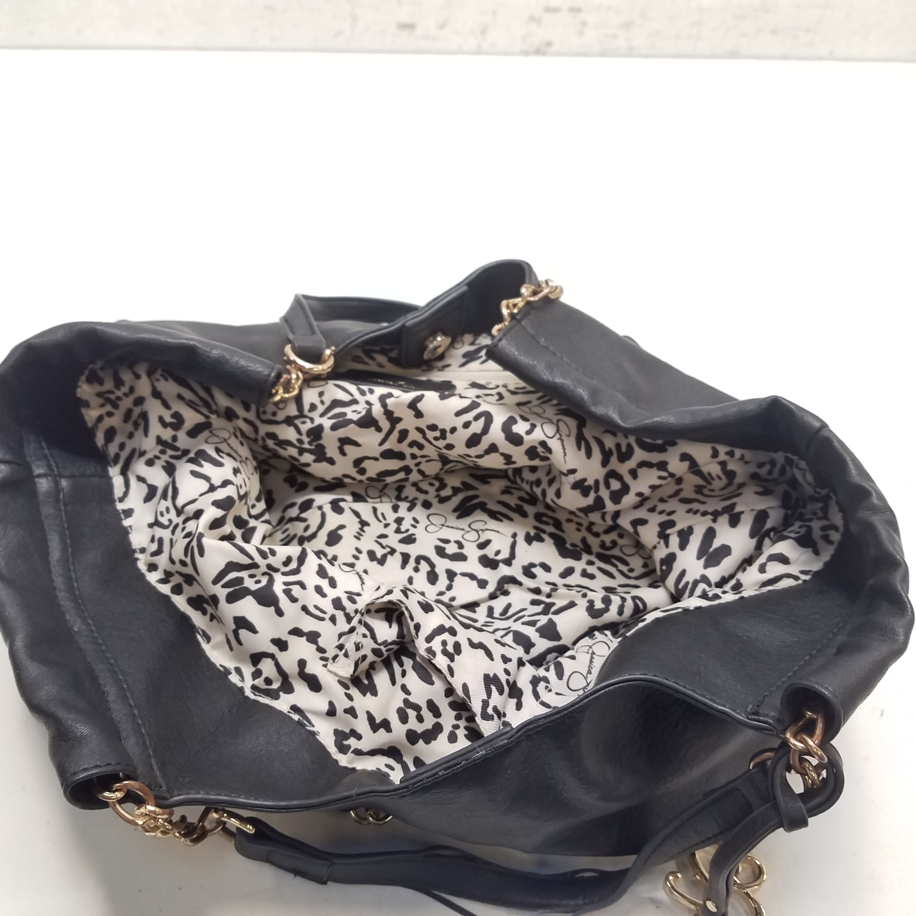 Jessica Simpson Black Gold Tote Bag with 6 Pockets