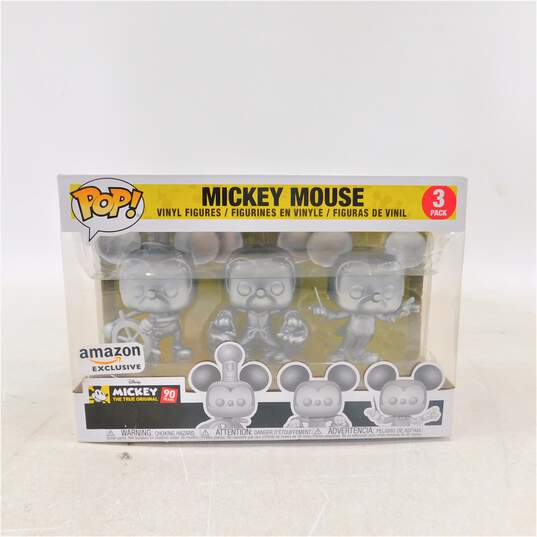 Funko POP! Mickey Mouse 90 Years Exclusive 3 Pack Silver Vinyl Figures image number 1