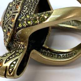 Designer Heidi Daus Gold-Tone Rhinestone Signed Turtle Band Ring alternative image