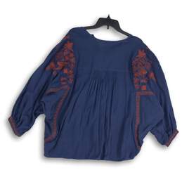 NWT Hippie Laundry Womens Navy Rust Embroidered 3/4 Sleeve Blouse Top Size 2X alternative image