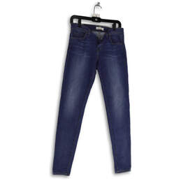 Womens Blue Denim Medium Wash Stretch Pockets Skinny Leg Jeans Size 29