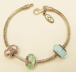 Pandora 925 Marbled & Floral Glass Charm Bracelet 22.7g