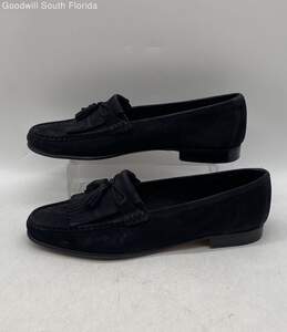 Authentic Salvatore Ferragamo Mens Black Suede Loafers Size 10