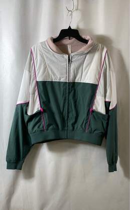 NWT Daily Practice Womens White Green Colorblock Long Sleeve Track Jacket Size L