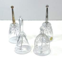 Assorted Crystal Hand Bells Lot of 4 Various Collectors Glass Bell Editions