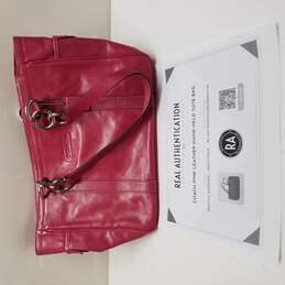 Coach Signature F21950 Tote Shoulder Handbag Green Patent Trim