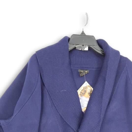 NWT Womens Blue Long Sleeve Side Slit Open Front Cardigan Sweater Size 3X image number 3