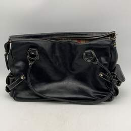 Floto Womens Shoulder Handbag Double Top Handle Zipper Black Leather alternative image
