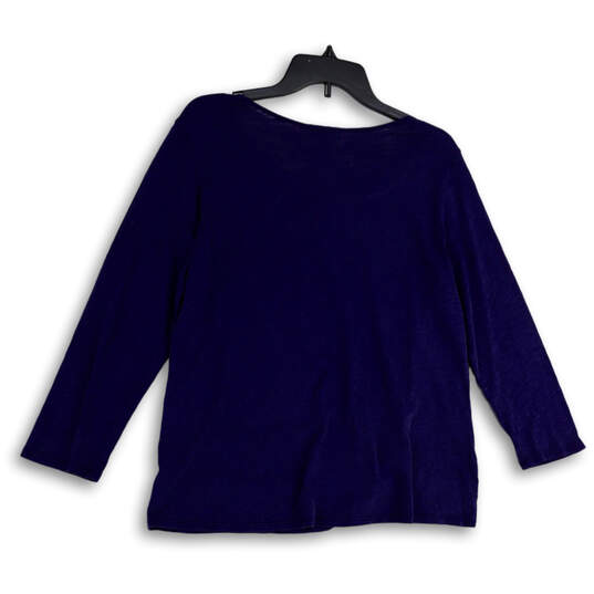 NWT Womens Blue Long Sleeve Scoop Neck Pullover Blouse Top Size M image number 4