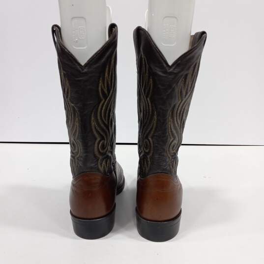 Men's Brown Leather Cowboy Boots Size 10.5 image number 5