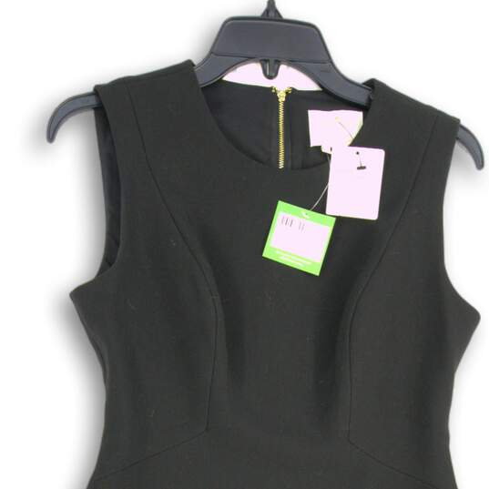 NWT Womens Black Round Neck Sleeveless Back Zip A-Line Dress Size 6 image number 3
