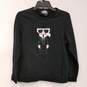 Womens Black Cotton Crew Neck Long Sleeve Pullover Sweatshirt Size M image number 2