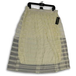 NWT Womens Off White Striped Elastic Waist Pull-On A-Line Skirt Size XL